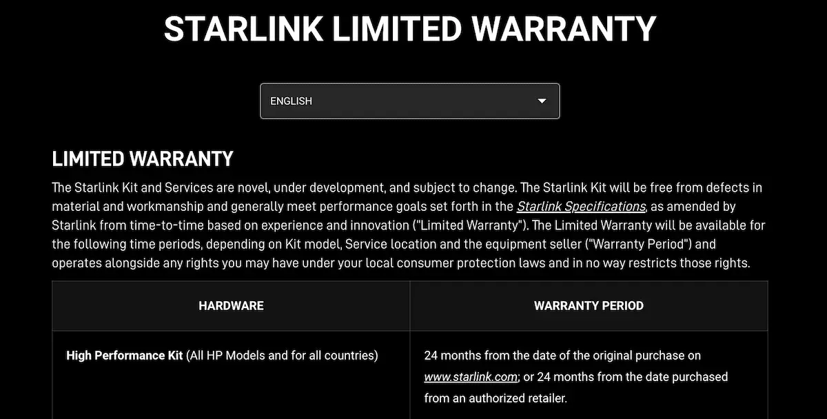 Starlink Warranty Claim